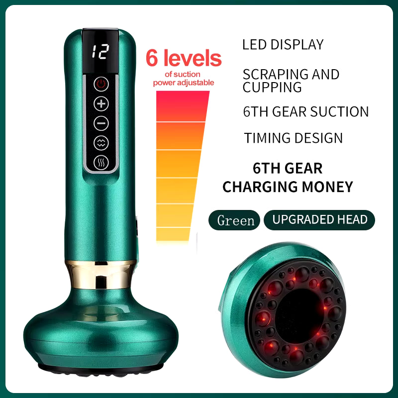 6/12 Gear Electric Cupping Massager Vacuum Suction Cup Guasha anti Cellulite Beauty Health Scraping Heat Body Slimming Massage