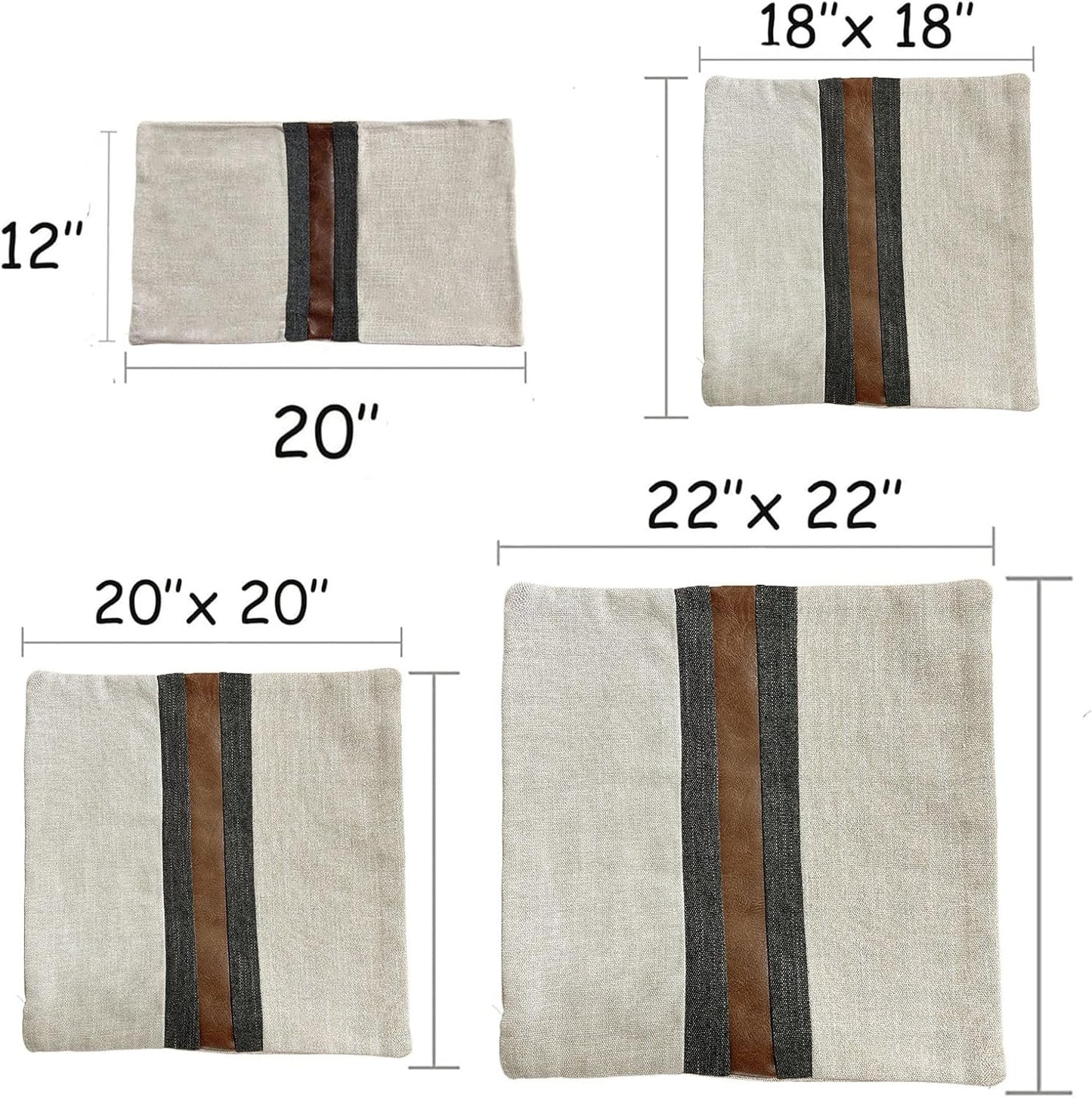 Farmhouse Decorative Outdoor Throw Pillow Covers for Couch Sofa Bed Brown Faux Leather Accent Pillow Cover Modern Decor Pillow Case 12 X 20 Inch (Beige)