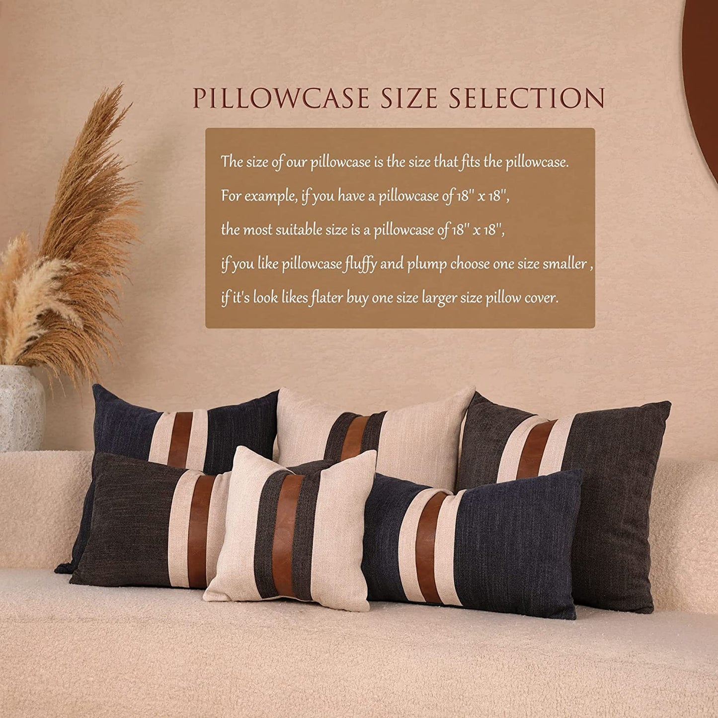 Farmhouse Decorative Outdoor Throw Pillow Covers for Couch Sofa Bed Brown Faux Leather Accent Pillow Cover Modern Decor Pillow Case 12 X 20 Inch (Beige)