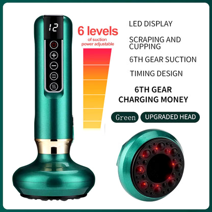 6/12 Gear Electric Cupping Massager Vacuum Suction Cup Guasha anti Cellulite Beauty Health Scraping Heat Body Slimming Massage
