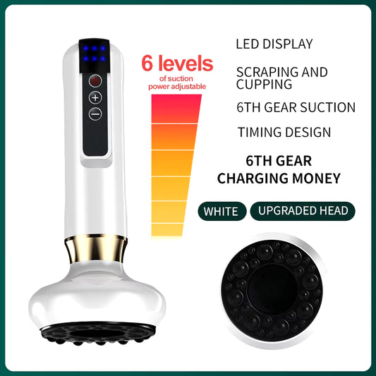 6/12 Gear Electric Cupping Massager Vacuum Suction Cup Guasha anti Cellulite Beauty Health Scraping Heat Body Slimming Massage