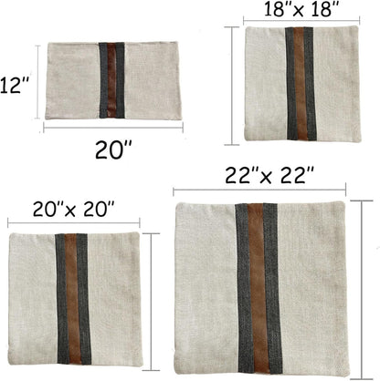 Farmhouse Decorative Outdoor Throw Pillow Covers for Couch Sofa Bed Brown Faux Leather Accent Pillow Cover Modern Decor Pillow Case 12 X 20 Inch (Beige)